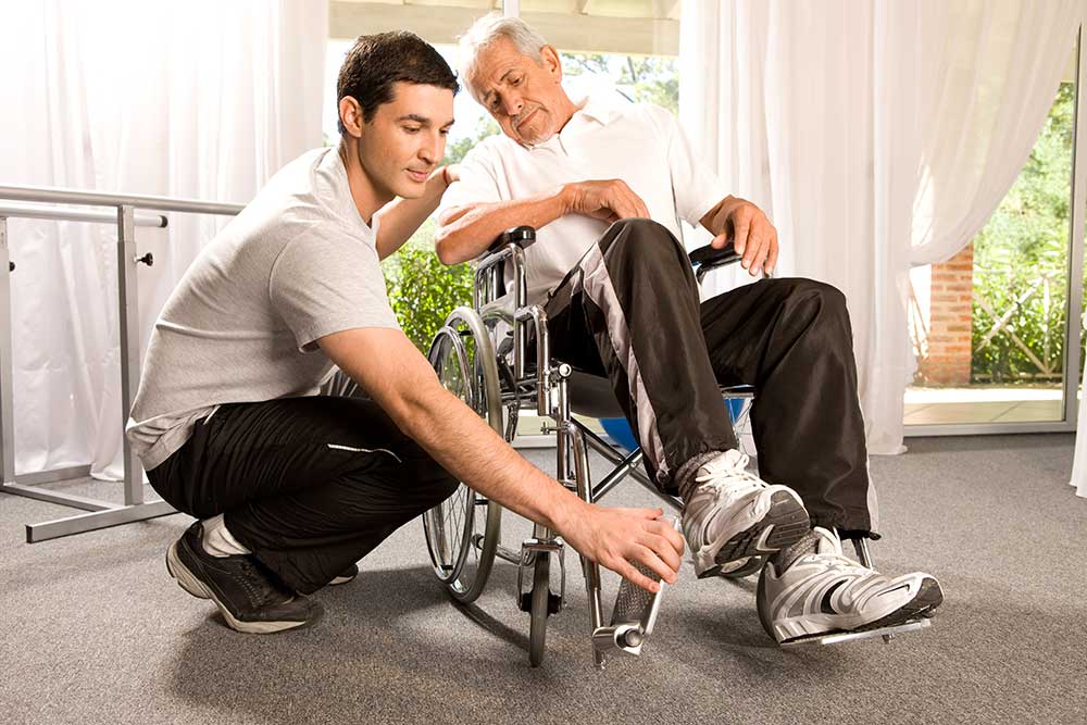 rehabilitation counselor helping man