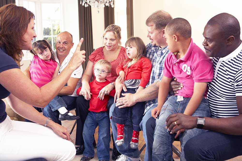 social worker with families