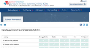 careerOneStop interest assessment