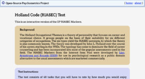 open source psychometrics project holland code